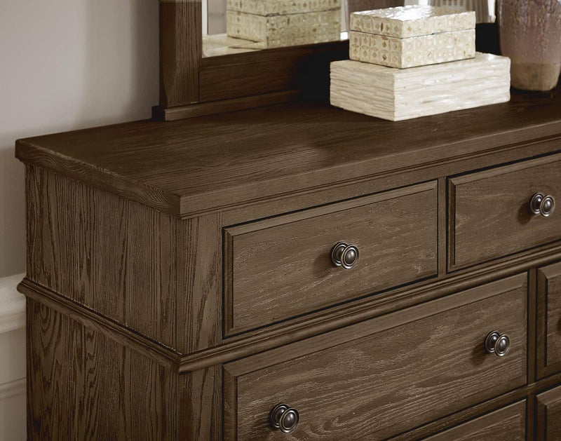 Vaughan-Bassett Heritage 9 Drawer Bureau in Cobblestone Oak - Watson's 87 Furniture (Middlefield,OH)
