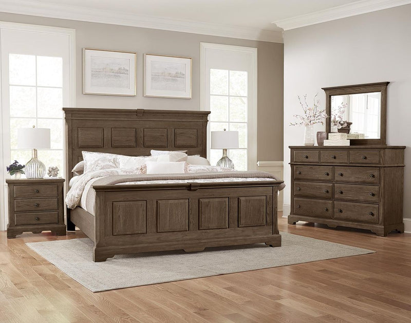 Vaughan-Bassett Heritage King Mansion Bed in Cobblestone Oak - Watson's 87 Furniture (Middlefield,OH)