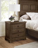 Vaughan-Bassett Heritage 3 Drawer Nightstand in Cobblestone Oak - Watson's 87 Furniture (Middlefield,OH)
