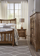 Vaughan-Bassett Maple Road Queen Slat Poster Bed in Maple Syrup - Watson's 87 Furniture (Middlefield,OH)