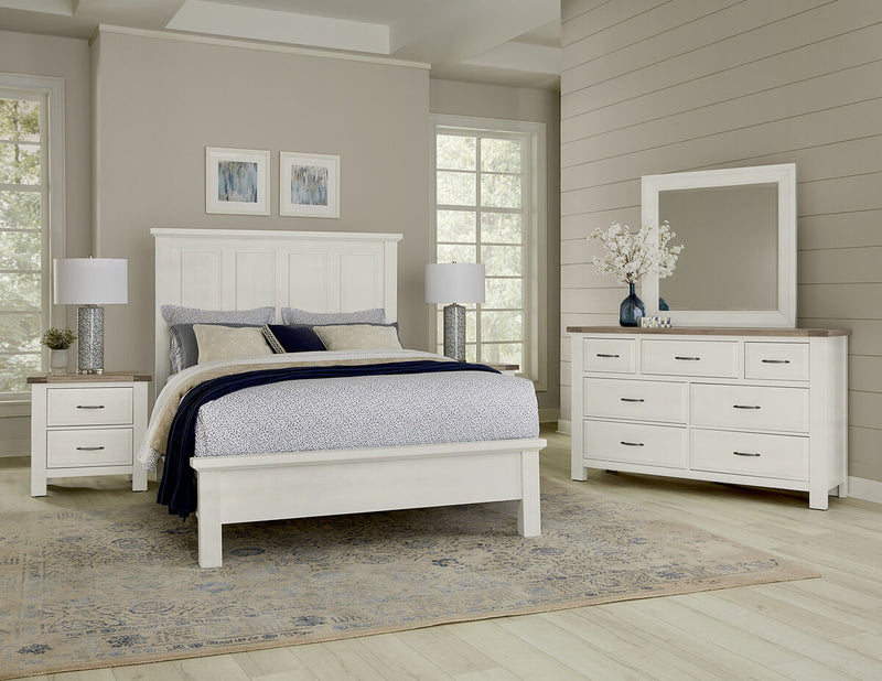 Vaughan-Bassett Maple Road Queen Mansion Bed with Low Profile Footboard in Soft White - Watson's 87 Furniture (Middlefield,OH)