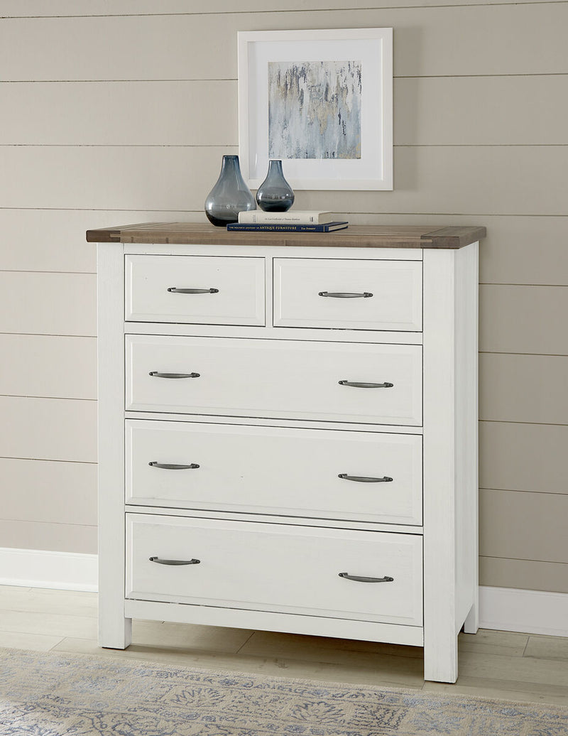 Vaughan-Bassett Maple Road Chest in Soft White/Natural Top - Watson's 87 Furniture (Middlefield,OH)