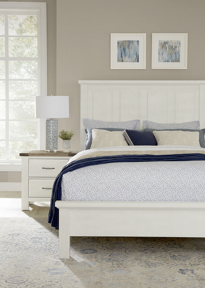 Vaughan-Bassett Maple Road Cal King Mansion Bed with Low Profile Footboard in Soft White - Watson's 87 Furniture (Middlefield,OH)