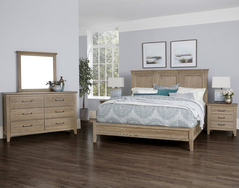 Vaughan-Bassett Passageways Deep Sand King Mansion Bed with Low Profile Footboard in Medium Brown - Watson's 87 Furniture (Middlefield,OH)