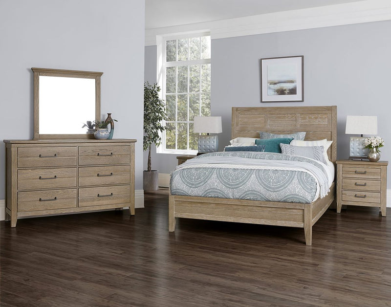 Vaughan-Bassett Passageways Deep Sand Cal King Louvered Bed with Low Profile Footboard in Medium Brown - Watson's 87 Furniture (Middlefield,OH)
