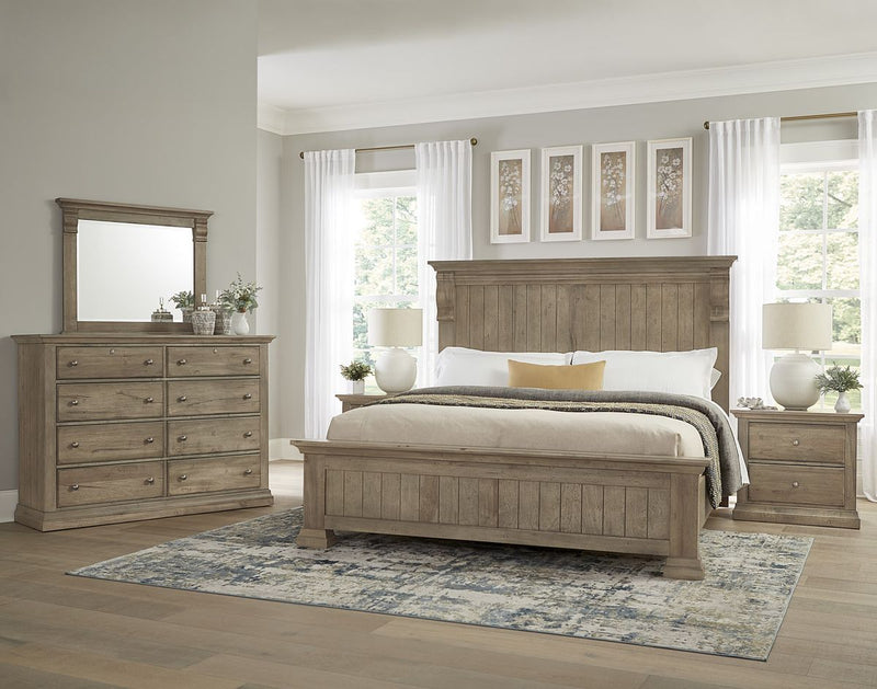 Vaughan Bassett Carlisle Cal King Corbel Bed in Natural Grey - Watson's 87 Furniture (Middlefield,OH)