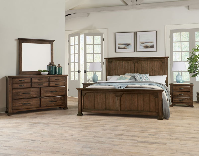Vaughan-Bassett Joinery Queen Panel Bed in Natural Oak 192 - Watson's 87 Furniture (Middlefield,OH)