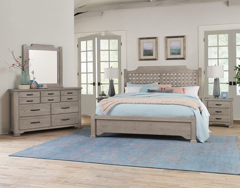 Vaughan-Bassett Joinery Plank Queen Poster Bed in Washed White Oak 194 - Watson's 87 Furniture (Middlefield,OH)