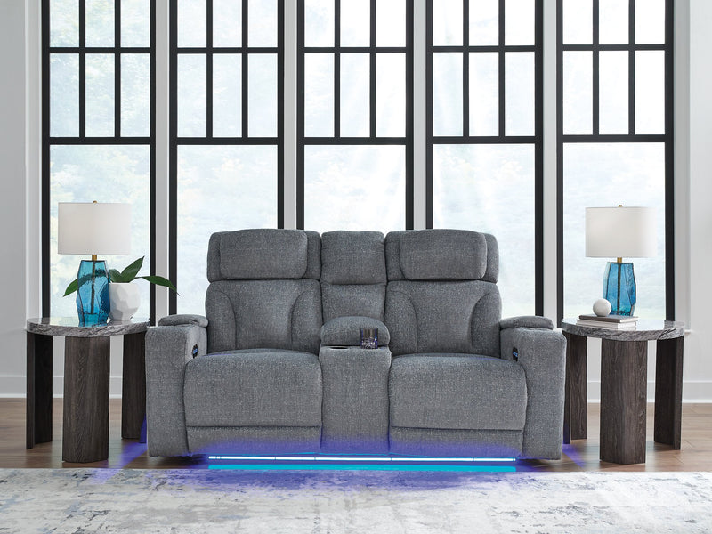 Studio Cave Power Reclining Loveseat with Console - Watson's 87 Furniture (Middlefield,OH)