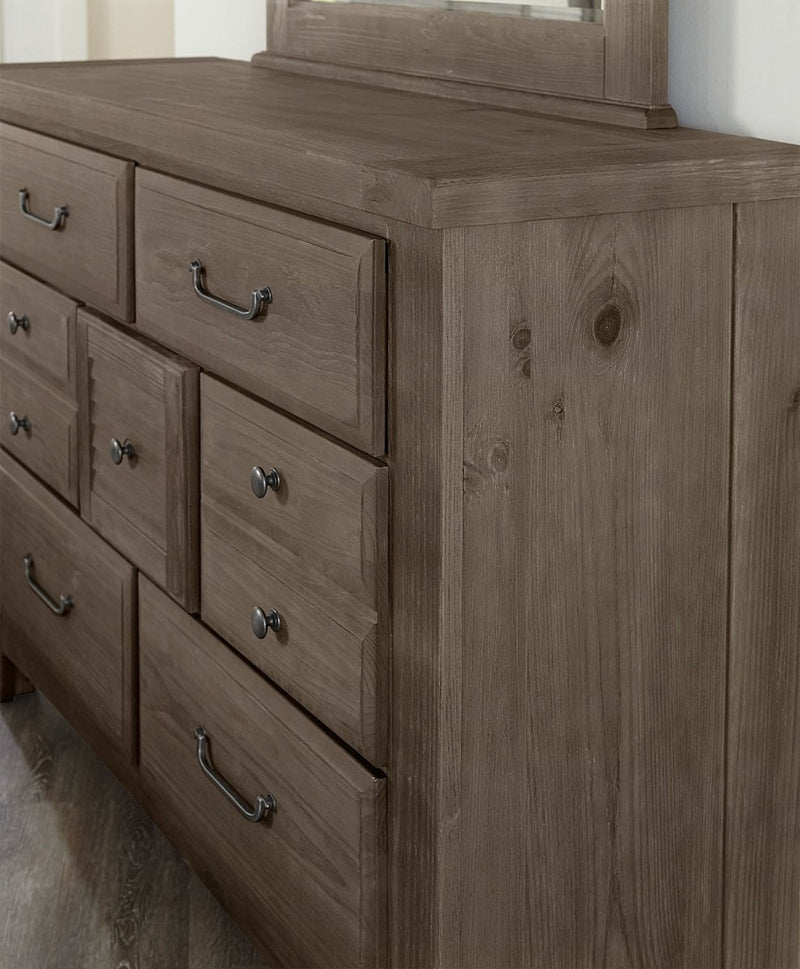 Vaughn-Bassett Sawmill 7 Drawer Dresser in Saddle Grey - Watson's 87 Furniture (Middlefield,OH)
