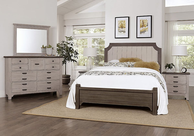 Vaughan-Bassett Bungalow Queen Upholstered Bed in Folkstone - Watson's 87 Furniture (Middlefield,OH)