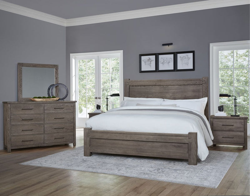 Vaughan Bassett Dovetail Cal King Poster Bed with 6x6 Footboard in Mystic Grey - Watson's 87 Furniture (Middlefield,OH)