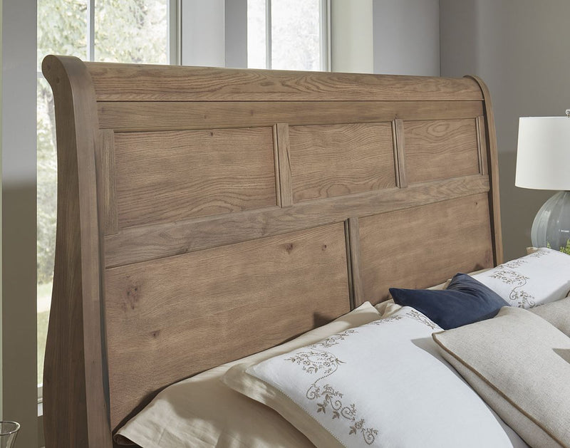 Vaughan Bassett Vista Queen Sleigh Storage Bed in Natural Oak - Watson's 87 Furniture (Middlefield,OH)
