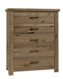 Vaughan Bassett Yellowstone 5 Drawer Chest in Chestnut Natural image