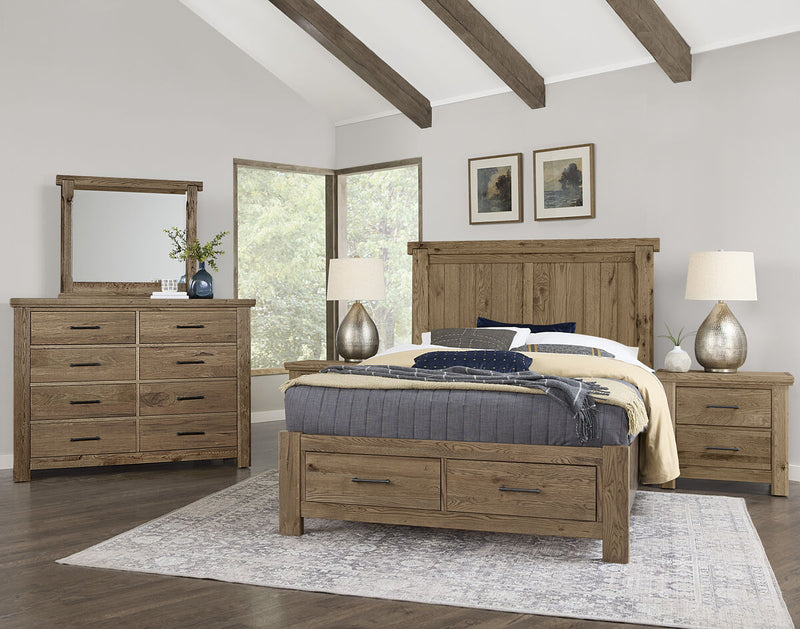 Vaughan Bassett Yellowstone King American Dovetail Panel Storage Bed in Chestnut Natural - Watson's 87 Furniture (Middlefield,OH)