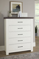 Vaughan Bassett Yellowstone 5 Drawer Chest in White & Buckskin - Watson's 87 Furniture (Middlefield,OH)