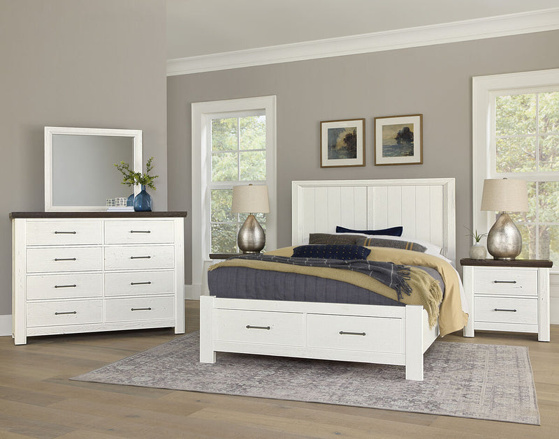 Vaughan Bassett Yellowstone King Panel Storage Bed in White & Buckskin - Watson's 87 Furniture (Middlefield,OH)