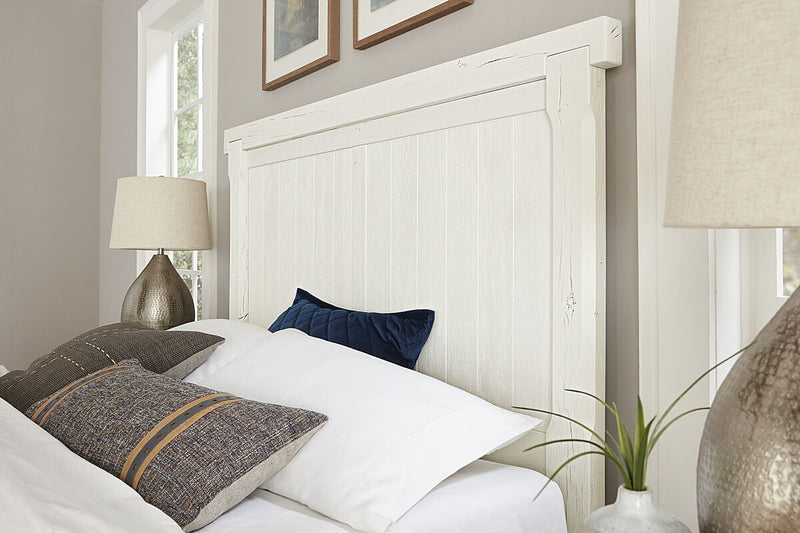 Vaughan Bassett Yellowstone California King American Dovetail Panel Bed in White & Buckskin - Watson's 87 Furniture (Middlefield,OH)
