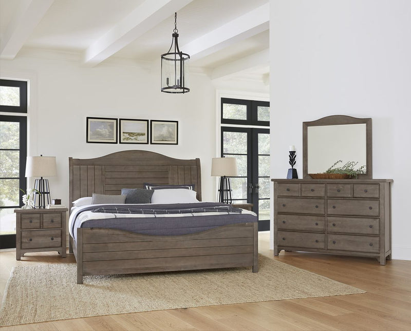 Vaughan Bassett Cool Farmhouse Sleigh Queen Bed in Grey - Watson's 87 Furniture (Middlefield,OH)