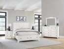 Vaughan Bassett Cool Farmhouse Panel King Bed with Storage in Soft White - Watson's 87 Furniture (Middlefield,OH)