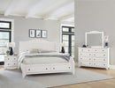 Vaughan Bassett Cool Farmhouse Sleigh Queen Bed with Storage in Soft White - Watson's 87 Furniture (Middlefield,OH)
