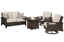 Paradise Trail Outdoor Loveseat, Lounge Chairs and Fire Pit Table - Watson's 87 Furniture (Middlefield,OH)