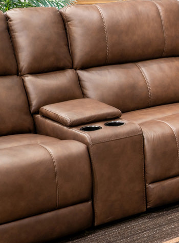 Bleckley Power Reclining Sectional Loveseat with Console - Watson's 87 Furniture (Middlefield,OH)