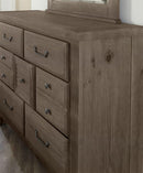 Vaughn-Bassett Sawmill 7 Drawer Dresser in Saddle Grey - Watson's 87 Furniture (Middlefield,OH)