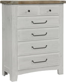 Vaughn-Bassett Sawmill 5 Drawer Chest in Alabaster Two Tone - Watson's 87 Furniture (Middlefield,OH)