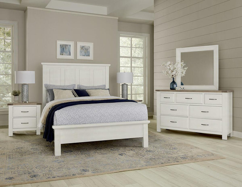 Vaughan-Bassett Maple Road Triple Dresser in Soft White/Natural Top