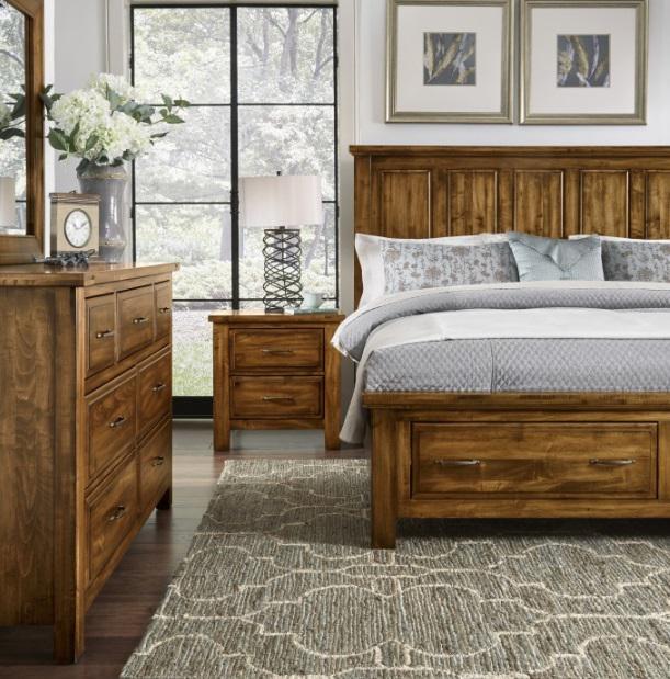 Vaughan-Bassett Maple Road Queen Mansion Bed w/ Storage Footboard  in Antique Amish - Watson's 87 Furniture (Middlefield,OH)