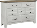 Vaughn-Bassett Sawmill 7 Drawer Dresser in Alabaster Two Tone - Watson's 87 Furniture (Middlefield,OH)