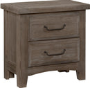 Vaughn-Bassett Sawmill 2 Drawer Nightstand in Saddle Grey - Watson's 87 Furniture (Middlefield,OH)