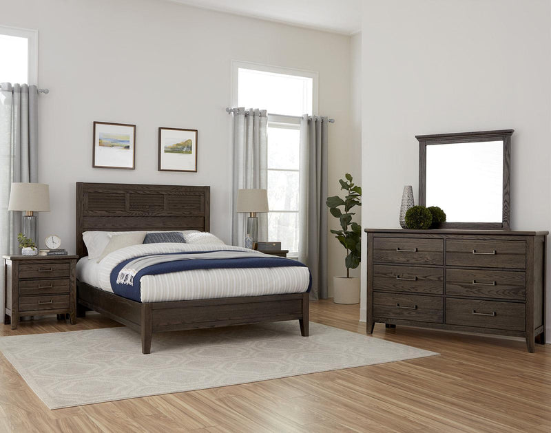 Vaughan-Bassett Passageways Charleston Brown Queen Louvered Bed with Low Profile Footboard in Dark Brown - Watson's 87 Furniture (Middlefield,OH)