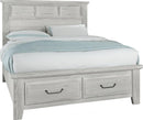 Vaughan-Bassett Sawmill King Louver Storage Bed in Alabaster Two Tone - Watson's 87 Furniture (Middlefield,OH)