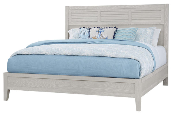 Vaughan-Bassett Passageways Oyster Grey King Louvered Bed with Low Profile Footboard in Grey