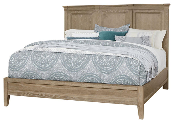 Vaughan-Bassett Passageways Deep Sand King Mansion Bed with Low Profile Footboard in Medium Brown