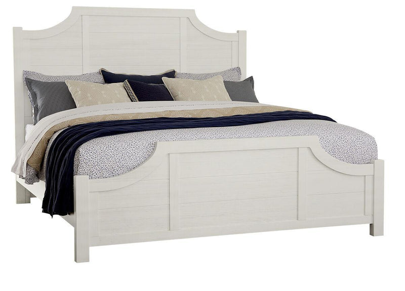 Vaughan-Bassett Maple Road King Scalloped Bed in Soft White