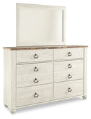 Willowton Panel Bed with Mirrored Dresser & 2 Nightstands