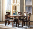 Bennox Dining Table and Chairs with Bench (Set of 6)