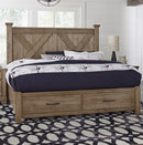 Vaughan-Bassett Cool Rustic Queen Barndoor X Headboard with Storage Footboard Bed in Stone Grey image
