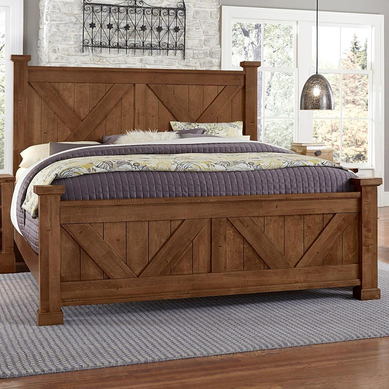 Vaughan-Bassett Cool Rustic King Barndoor X Headboard and Footboard Bed in Amber - Watson's 87 Furniture (Middlefield,OH)