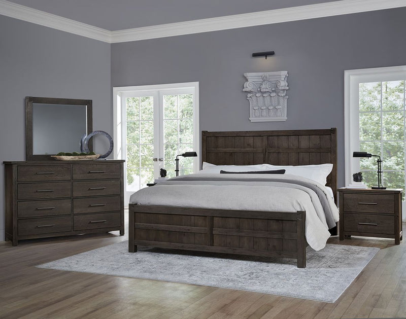 Vaughan Bassett Dovetail Cal King Board and Batten Bed in Java - Watson's 87 Furniture (Middlefield,OH)