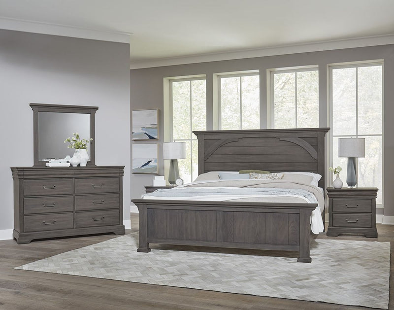Vaughan Bassett Vista King Mansion Bed in Grey Oak - Watson's 87 Furniture (Middlefield,OH)