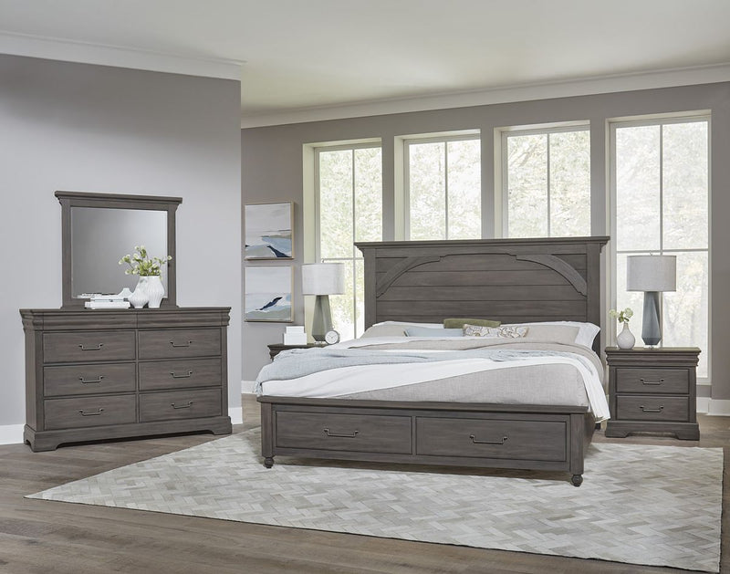 Vaughan Bassett Vista Queen Mansion Storage Bed in Grey Oak - Watson's 87 Furniture (Middlefield,OH)
