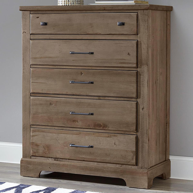 Vaughan-Bassett Cool Rustic 5 Drawer Chest in Stone Grey - Watson's 87 Furniture (Middlefield,OH)
