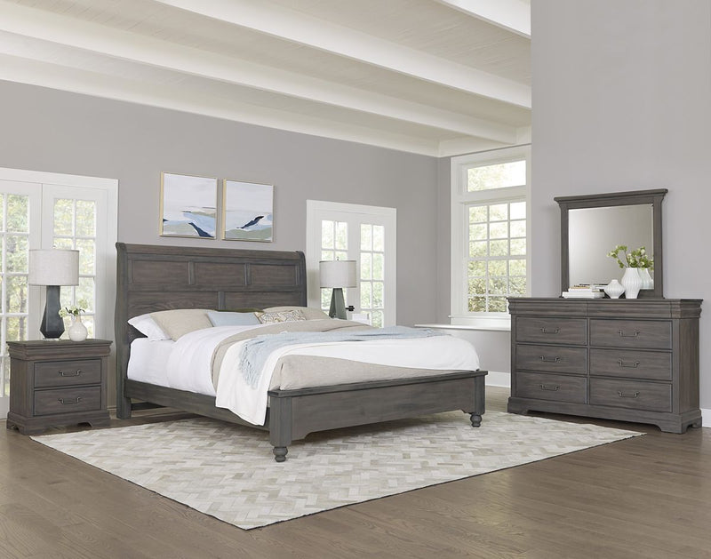Vaughan Bassett Vista King Sleigh Bed in Grey Oak - Watson's 87 Furniture (Middlefield,OH)