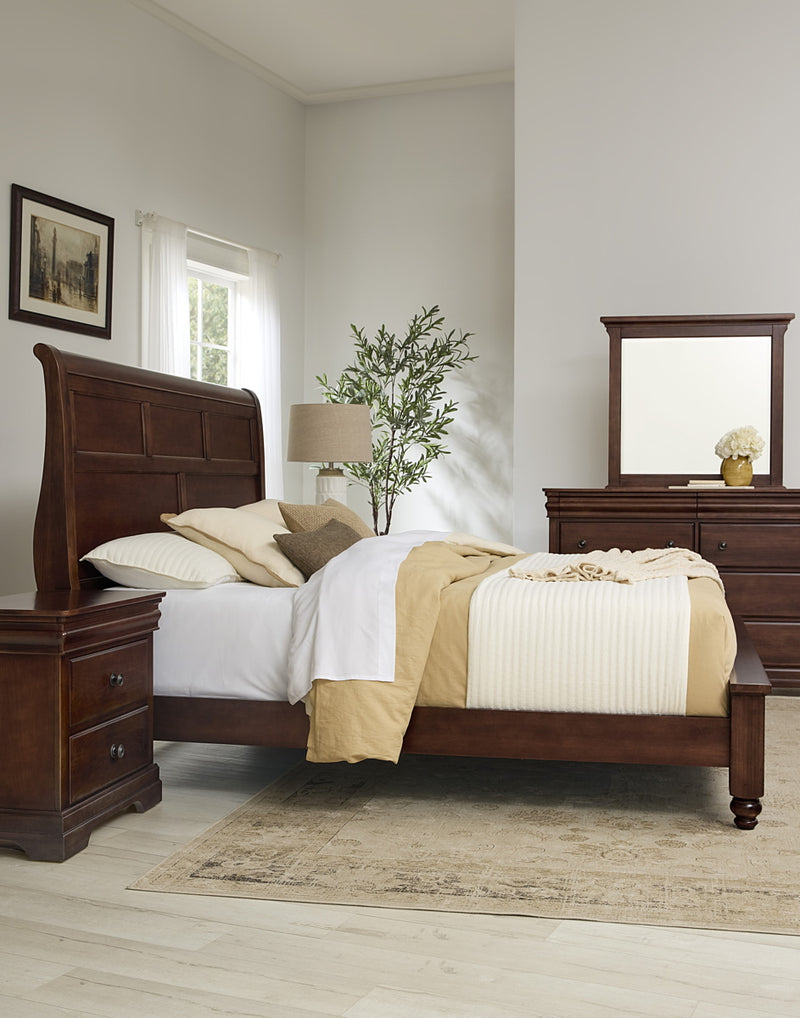 Vaughan Bassett Vista Queen Sleigh Bed in Warm Cherry - Watson's 87 Furniture (Middlefield,OH)